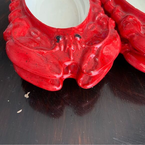 Set of 4 Vintage Red Crab Ceramic Serving Dishes – Coastal Lobster Bake Bowls - Picture 4 of 13